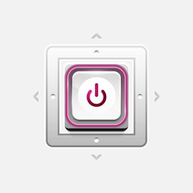 Teknoloji düğmesi, dijital sanat techno kavramı, simge güç