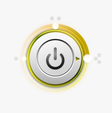 Teknoloji düğmesi, dijital sanat techno kavramı, simge güç