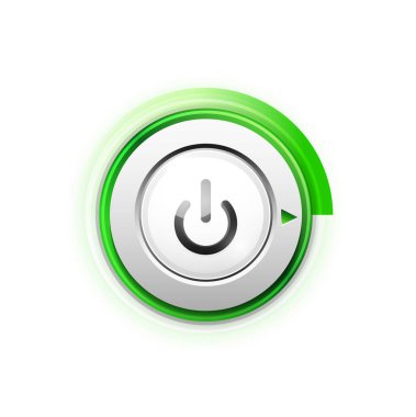 Teknoloji düğmesi, dijital sanat techno kavramı, simge güç