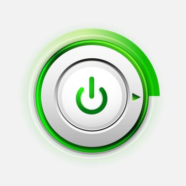 Teknoloji düğmesi, dijital sanat techno kavramı, simge güç