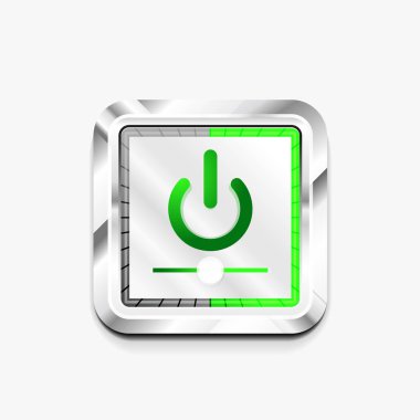 Teknoloji düğmesi, dijital sanat techno kavramı, simge güç