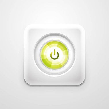 Teknoloji düğmesi, dijital sanat techno kavramı, simge güç