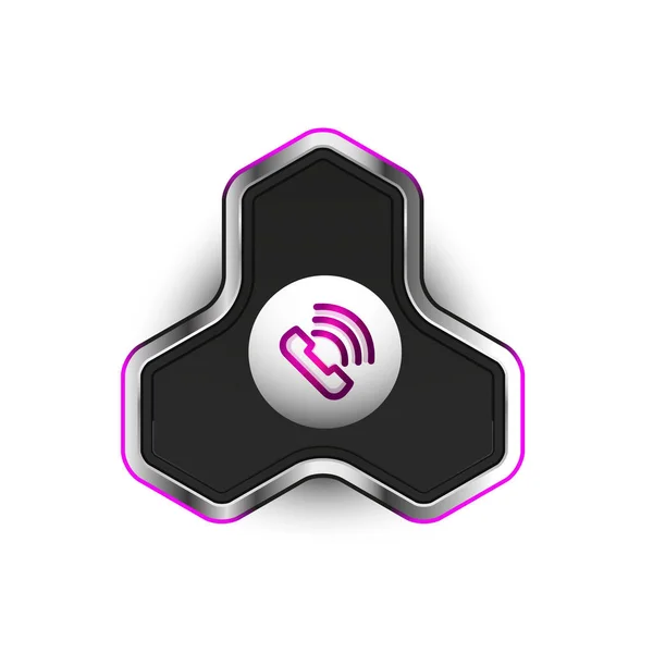 Botón de teléfono pasado de moda, icono de soporte de centro de llamadas — Vector de stock
