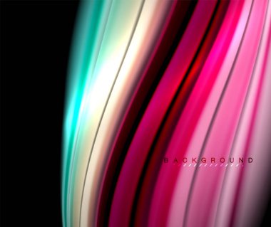 Siyah sıvı dalgalı çok renkli çizgiler