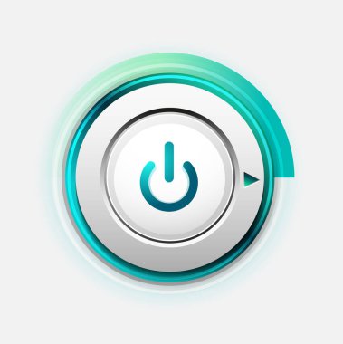 Teknoloji düğmesi, dijital sanat techno kavramı, simge güç