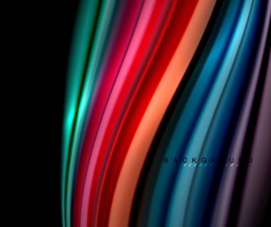 Siyah sıvı dalgalı çok renkli çizgiler