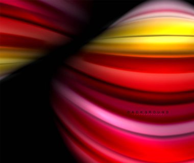 Siyah sıvı dalgalı çok renkli çizgiler