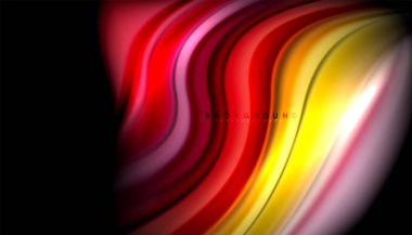 Siyah sıvı dalgalı çok renkli çizgiler