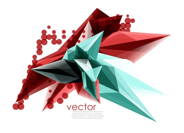 Cristais de vidro de cor no fundo branco, composição abstrata geométrica com pedras preciosas de vidro e copyspace, modelo de fundo — Vetor de Stock