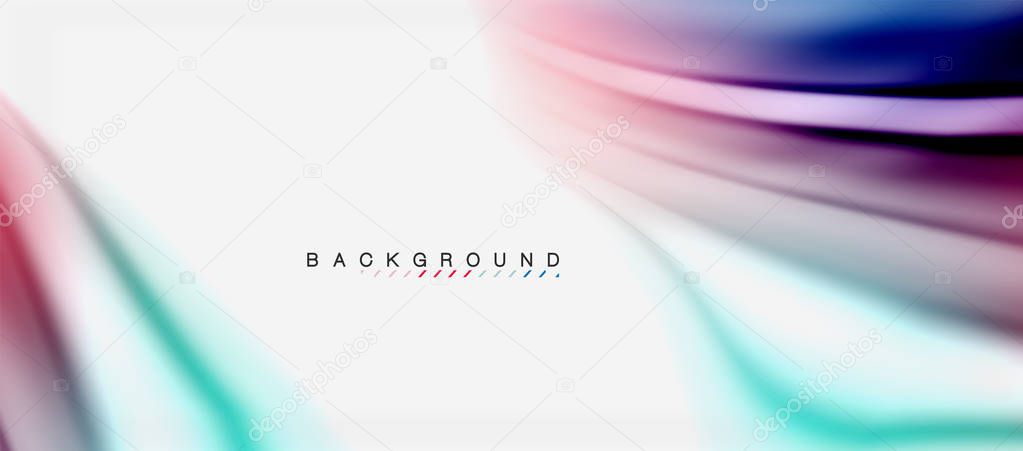 Blurred fluid colors background, abstract waves lines, vector illustration