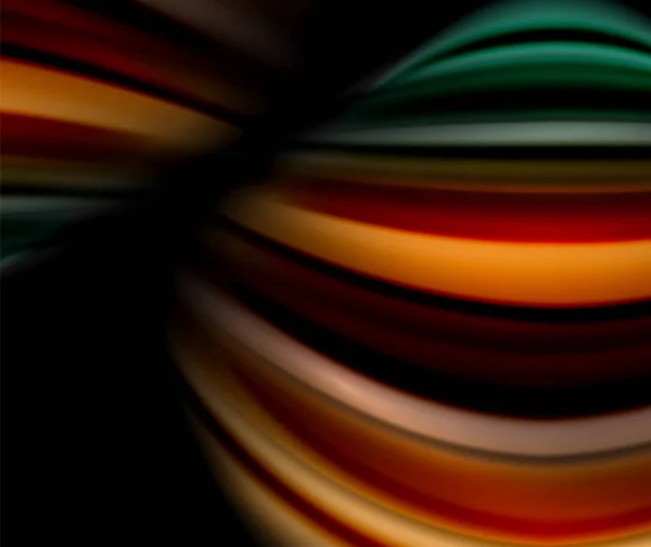 Líneas multicolores onduladas fluidas en negro — Vector de stock
