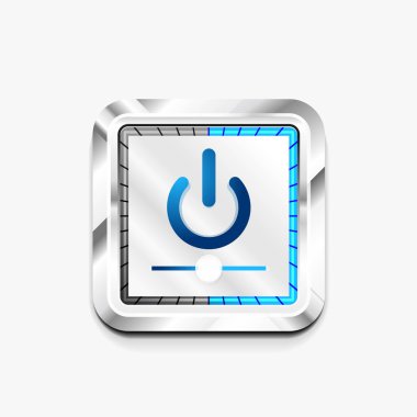 Teknoloji düğmesi, dijital sanat techno kavramı, simge güç