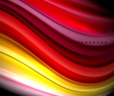 Siyah sıvı dalgalı çok renkli çizgiler