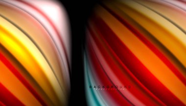 Siyah sıvı dalgalı çok renkli çizgiler