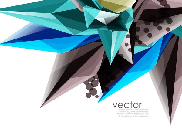 Farbige Glaskristalle auf weißem Hintergrund, geometrisch abstrakte Komposition mit Glasedelsteinen und Kopierraum, Hintergrundschablone — Stockvektor