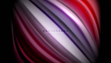 Siyah sıvı dalgalı çok renkli çizgiler