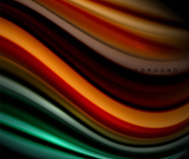 Siyah sıvı dalgalı çok renkli çizgiler