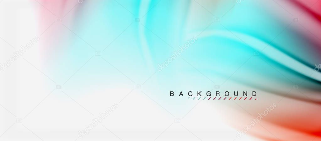 Blurred fluid colors background, abstract waves lines, vector illustration