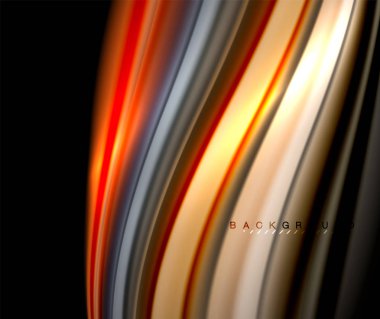 Siyah sıvı dalgalı çok renkli çizgiler