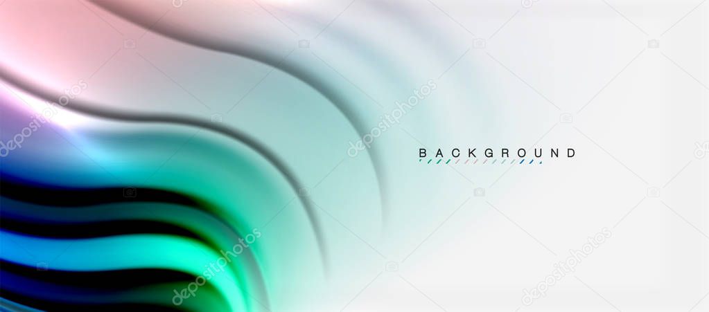 Blurred fluid colors background, abstract waves lines, vector illustration