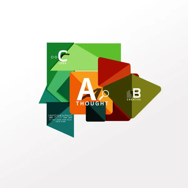 Banner infográfico geométrico, diagrama de informações de papel criado com formas de cores — Vetor de Stock