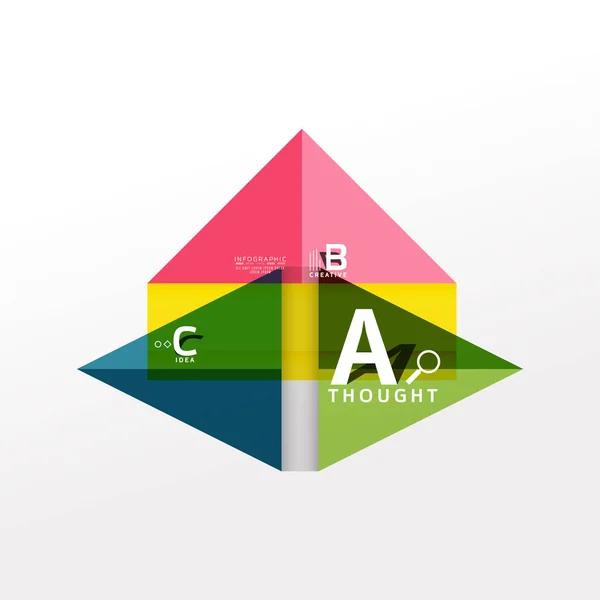 Banner infográfico geométrico, diagrama de informações de papel criado com formas de cores — Vetor de Stock