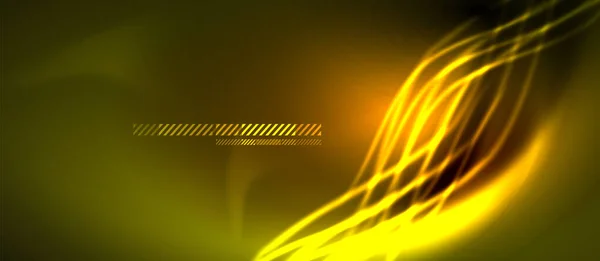Neon abstrakte Wellen Hintergrund. glänzende Lichter auf leuchtenden Farben mit Designelementen. Illustration futuristischer oder technologischer Vorlagen, High-Tech-Konzept — Stockvektor