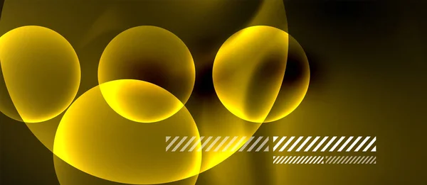 Λαμπερό νέον διαφανές φόντο φυσαλίδες. Techno σύγχρονους κύκλους στο σκοτεινό χώρο. — Διανυσματικό Αρχείο