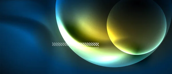 Λαμπερό νέον διαφανές φόντο φυσαλίδες. Techno σύγχρονους κύκλους στο σκοτεινό χώρο. — Διανυσματικό Αρχείο