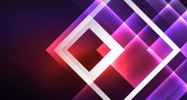 Siyah, modern şablon neon parlak renk kareler