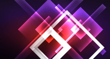 Siyah, modern şablon neon parlak renk kareler