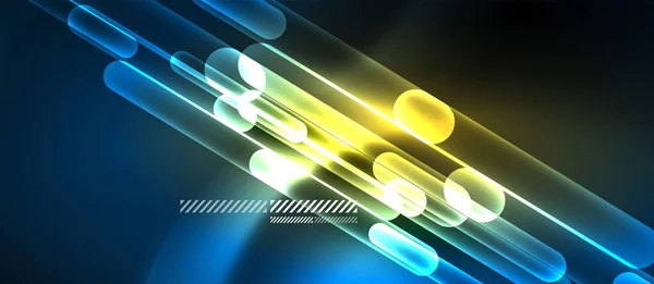Bloco de néon de vidro e linhas de fundo abstrato —  Vetores de Stock