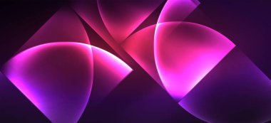 Neon parlayan techno hatları, Hi-Tech futuristik soyut arka plan. Koyu uzayda soyut şekiller ile şablon