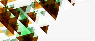 Beyaz arka plan üzerinde çok renkli mozaik üçgen geometrik tasarımlı afiş. Soyut doku. Vektör illüstrasyon tasarım şablonu.