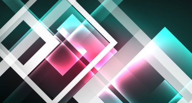 Işık arka plan hipster tarzıNeon geometrik soyut arka plan. Uzay retro tasarım. Renk geometrik desen. Kare şekil soyut arka plan.