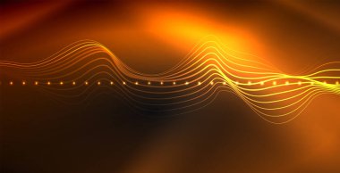 Koyu, parlak hareket, sihirli alan ışık parlayan soyut dalga. Techno arka plan