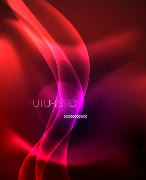 Glossy glowing neon light wave background — Stock Vector