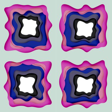Soyut geometrik desen. 3D kağıt katmanları renkli dalga arka plan kesti. Origami Web arka plan için soyut dalgalar kesti