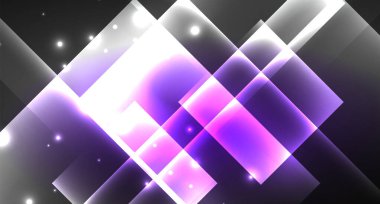 Siyah, modern şablon neon parlak renk kareler