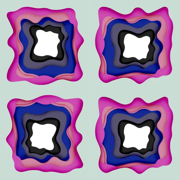 Modèle géométrique abstrait. Couches de papier 3d découpent fond d'onde coloré. Origami a découpé des ondes abstraites pour fond web — Image vectorielle