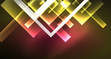 Parlak neon tasarım kare şekil soyut arka plan. Retro vektör soyut tasarım afiş şablonu