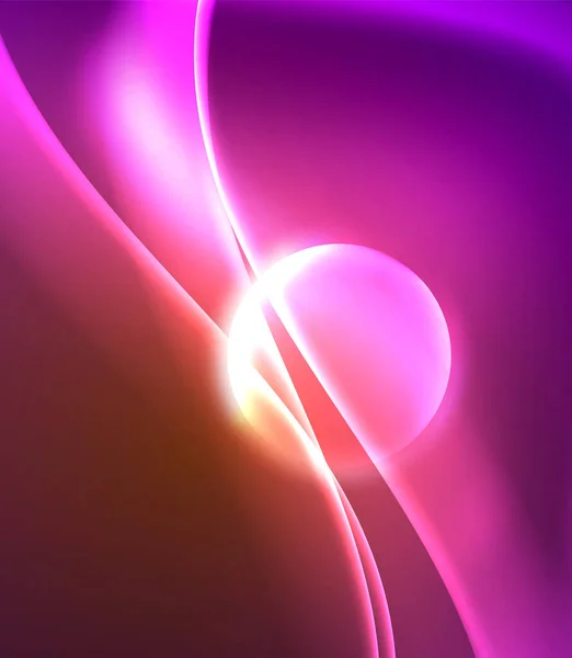 Glänzende Farbe helle Neon abstrakte Wellenvorlage. abstraktes helles Licht. Neonlichteffekt. Weltraum-Hintergrund. abstrakte Form — Stockvektor