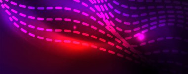 Neon vektör dalga hatları soyut arka plan, sihirli futuristik techno tasarım