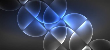 Neon parlayan techno hatları, Hi-Tech futuristik soyut arka plan. Koyu uzayda soyut şekiller ile şablon