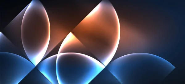 Цветной голубой неоновой формы круглый треугольник в современном стиле на светлом фоне. Темное пространство, шаблон футуристической технологии. Светящийся голубой неоновый эффект . — стоковый вектор
