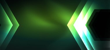 Parlak altıgen Neon şablonu. Fütüristik dijital teknoloji konsepti. Vektör soyut grafik tasarım.