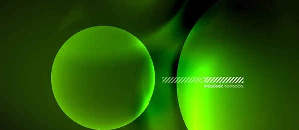 Ragyogó neon átlátszó buborékok háttér. Techno modern körök sötét térben. — Stock Vector