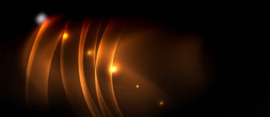 Neon renk dalgaları ile koyu arka plan, vektör şablonu