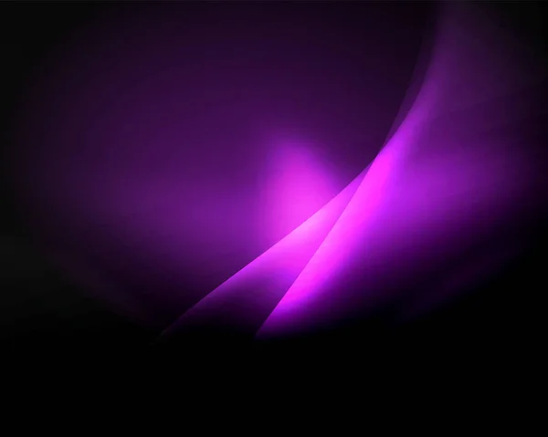 Spazio buio con onde luminose al neon scintillanti. Elemento grafico astratto del concetto. Sfondo al neon vettoriale. Contesto tecnologico — Vettoriale Stock
