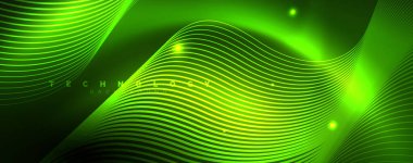 Parlak neon çizgiler şablonu-Kuzey ışıklar parlayan bulanıklık hatları. Futuristik tarzı Glow Neon 80s disko kulübü veya gece partisi techno şablon